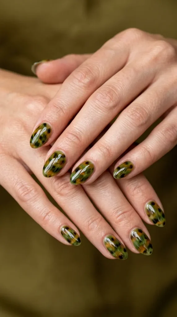 Olive Tortoiseshell Nails