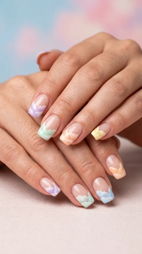 Pastel cloud French tips