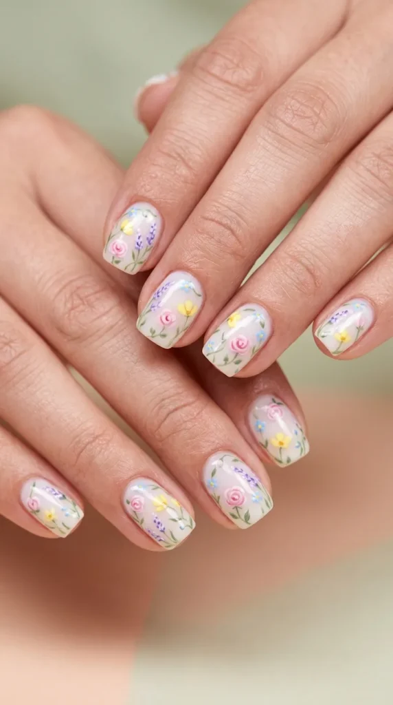 Pastel Floral Garden Nails