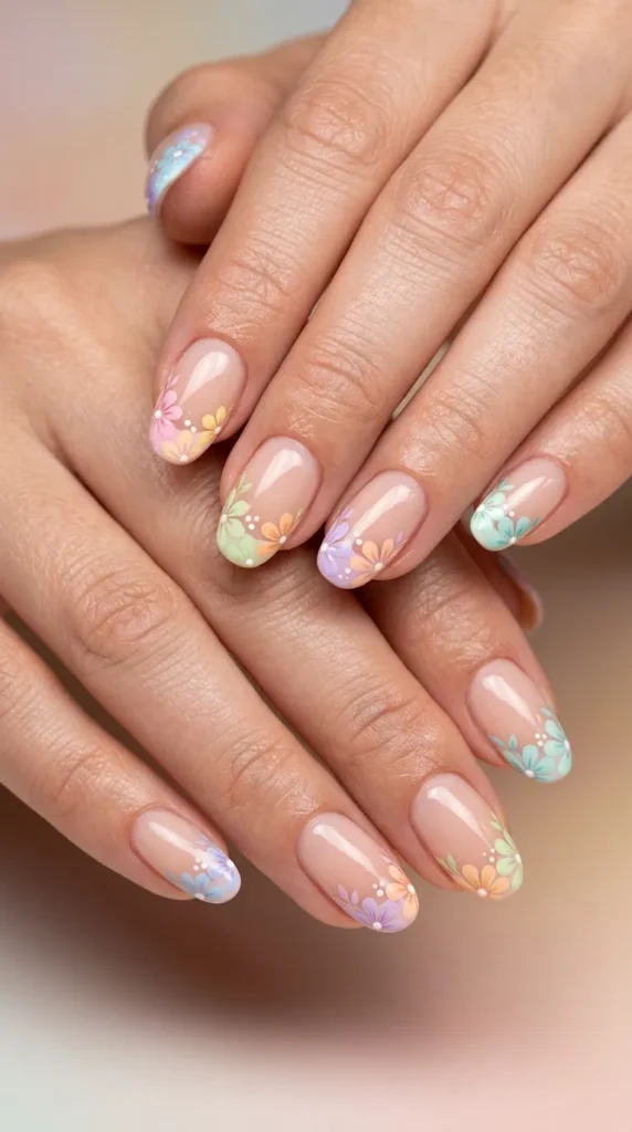 Pastel Rainbow Floral Tips