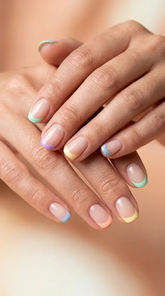 Pastel Rainbow French Tips