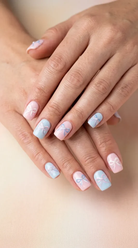 Pastel Ribbon Bow Nails
