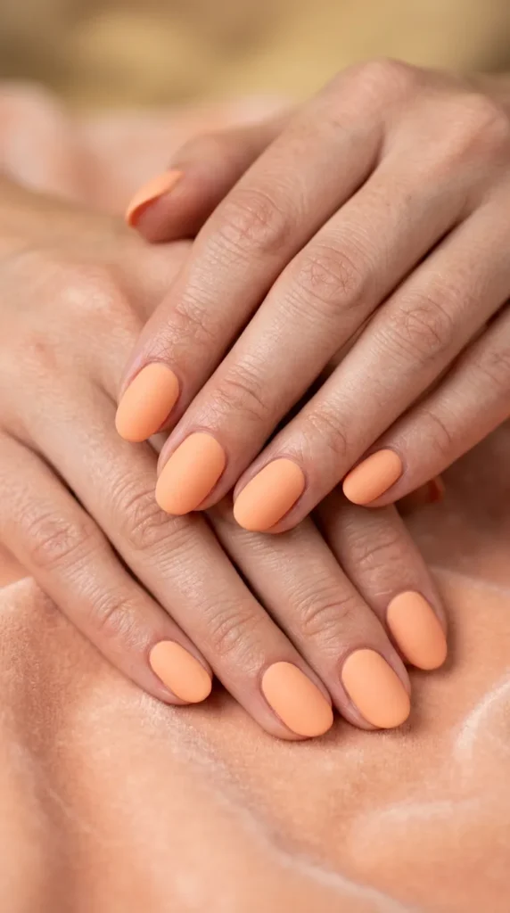 Peach matte nails