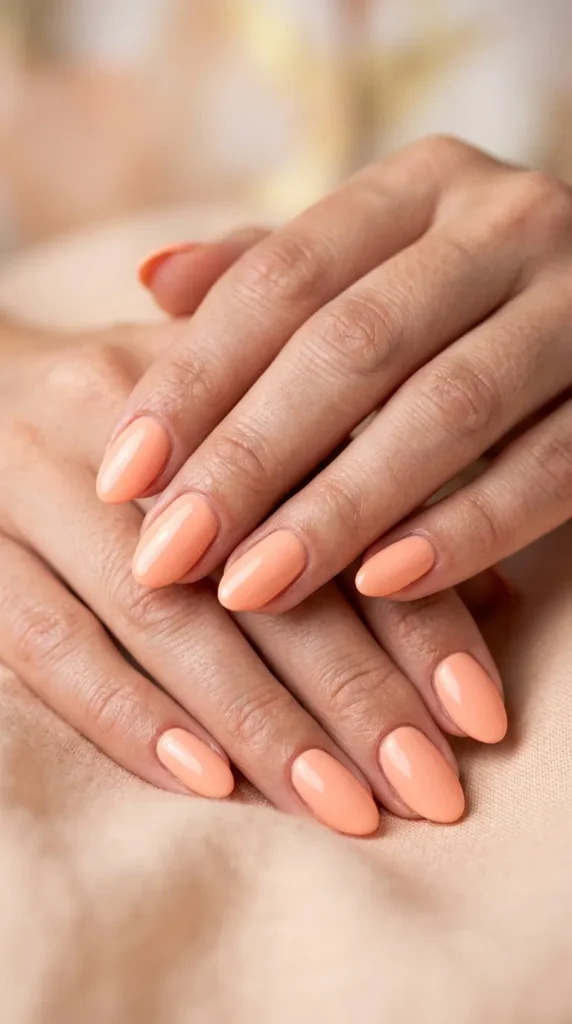 Peach Sorbet Almond Short Nails