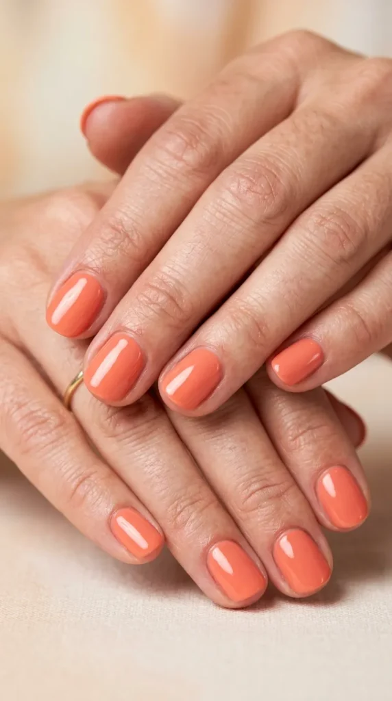 Peach Sorbet Glossy Nails