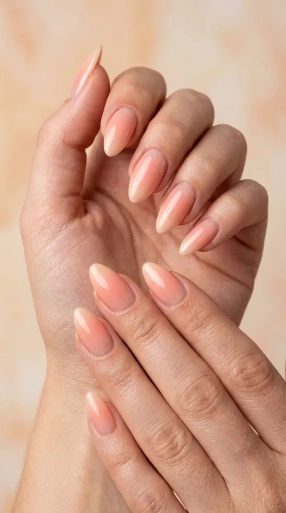 Peach sorbet ombré almond nails