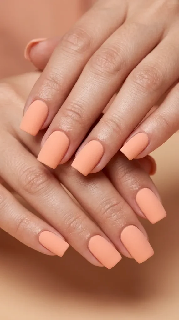 Peach Sorbet Square Nail Design
