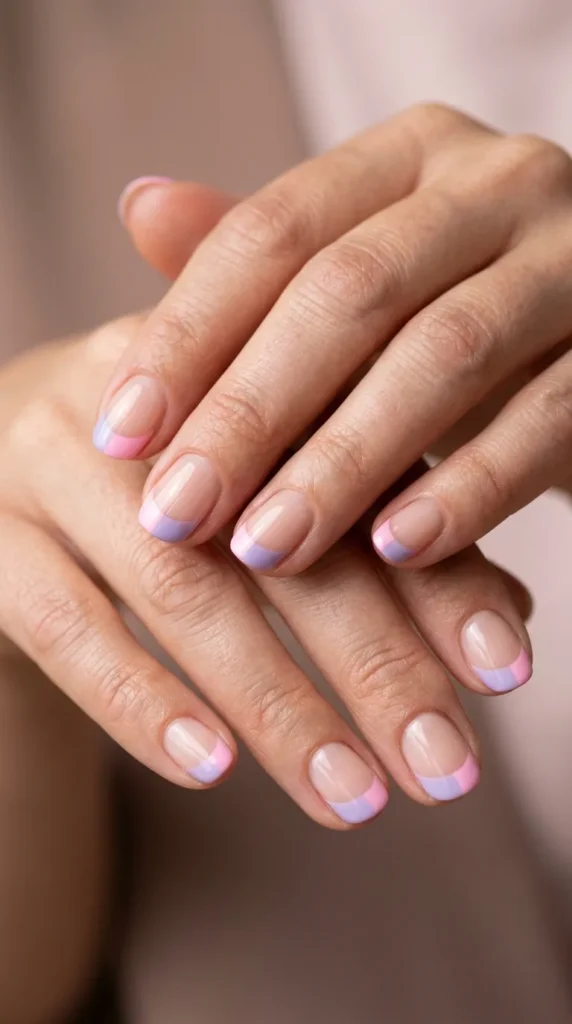 Pink and Lavender Split French Tips
