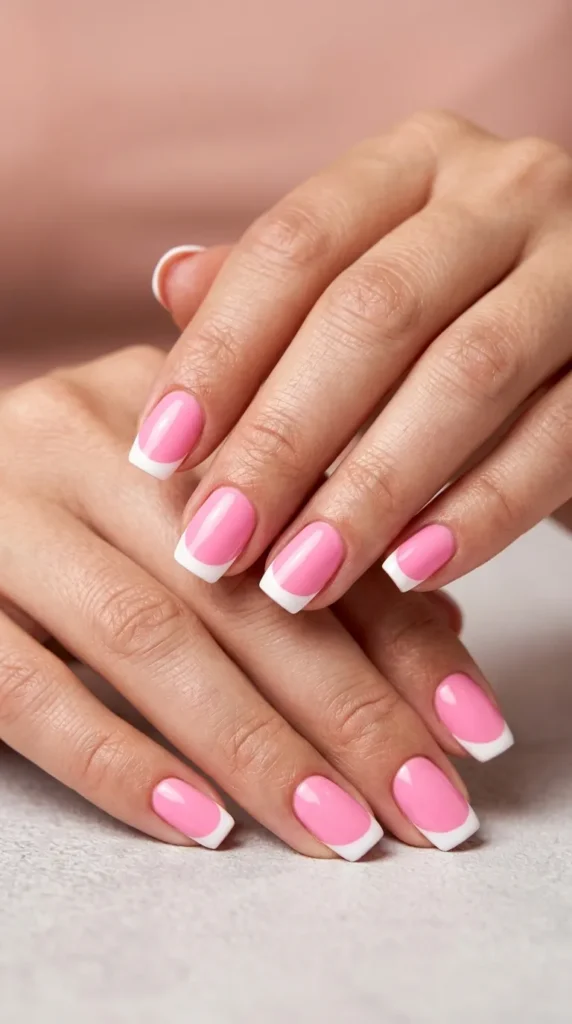 Pink and White Summer French Tips