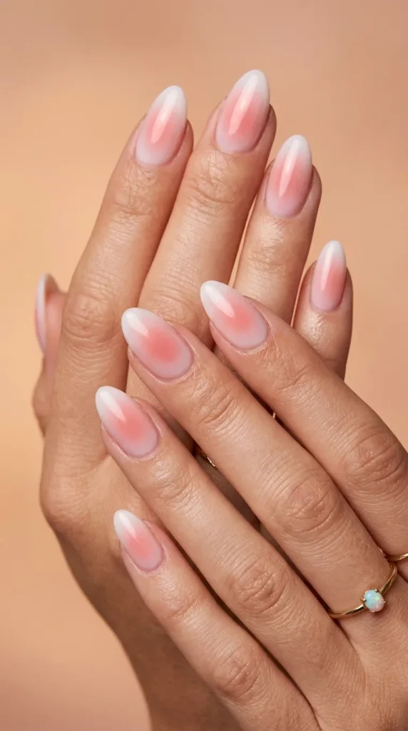 Pink aura glow nails