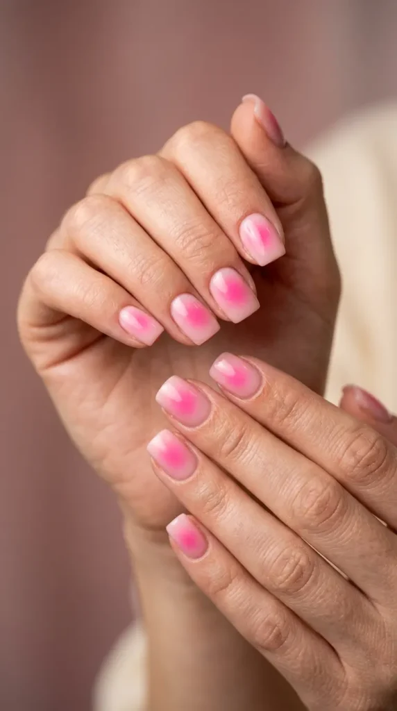 Pink Aura Square Nail Design