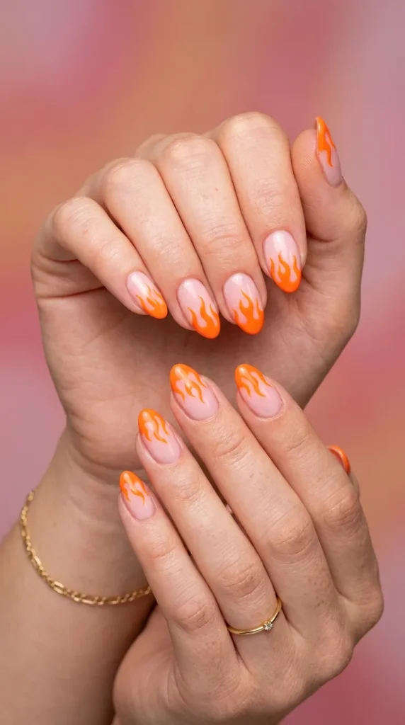 Pink base orange flame tips