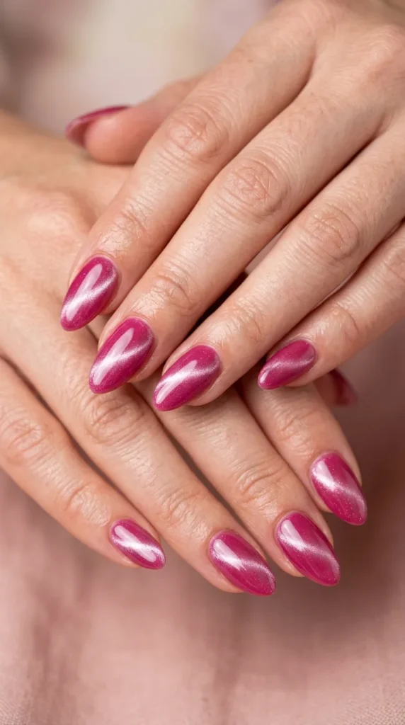 Pink Cat Eye Nails