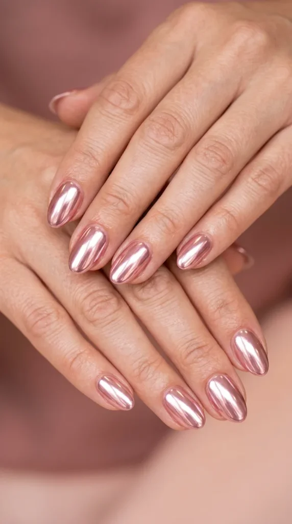 Pink Chrome Mirror Nails