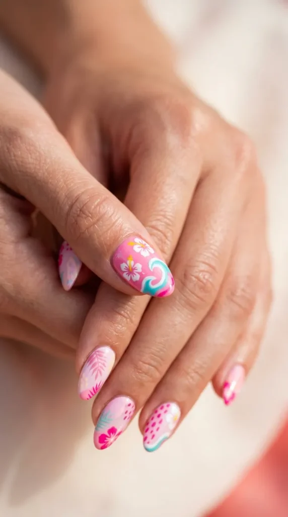 Pink Coconut Girl Nails