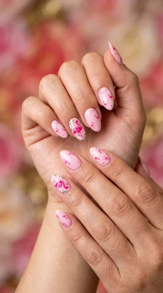 Pink Flamingo Nails