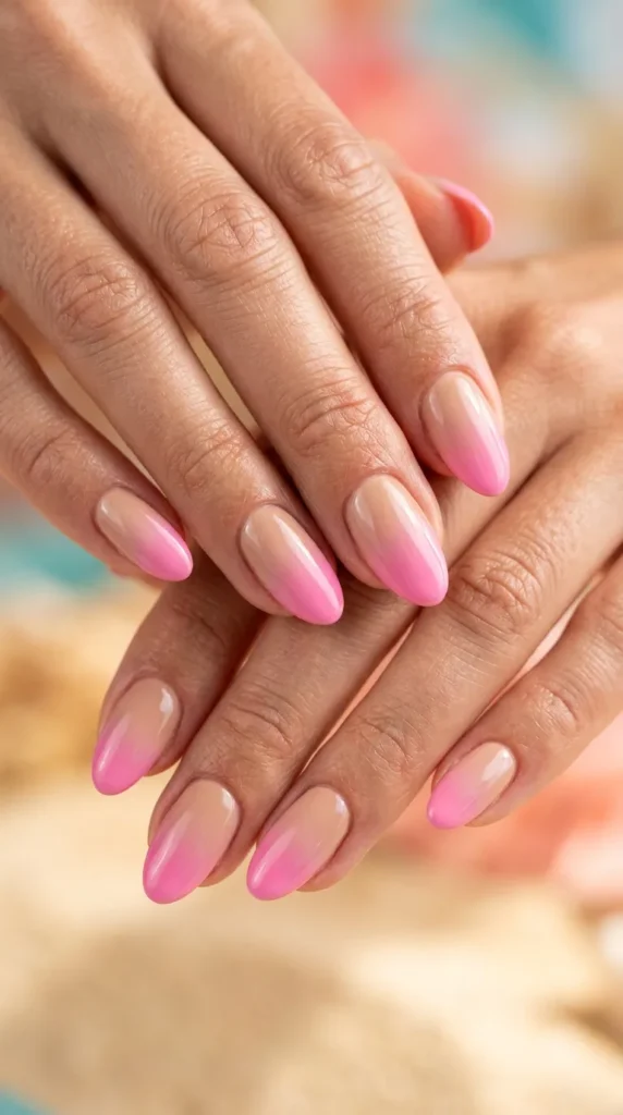 Pink Lagoon Ombre Nails