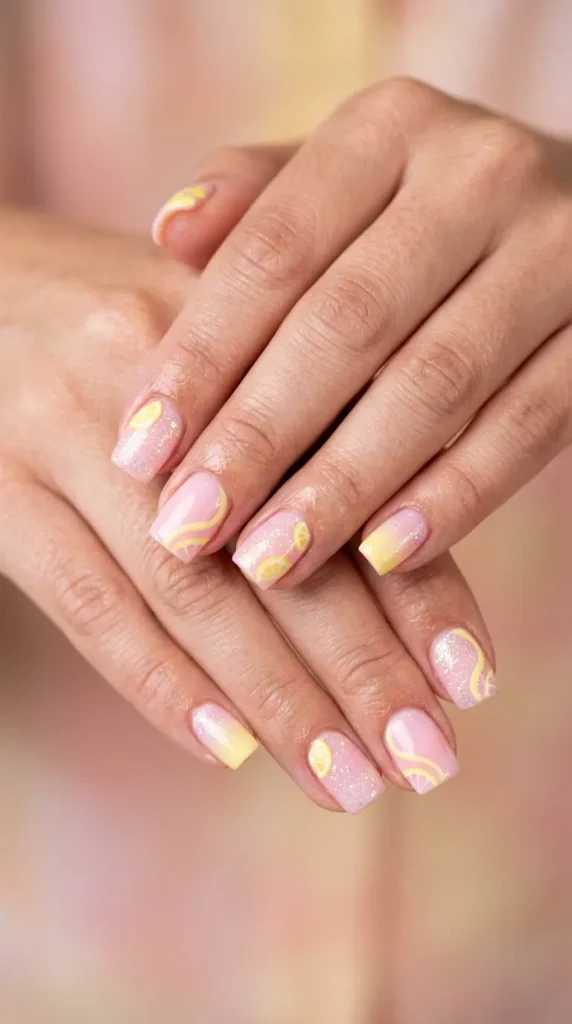 Pink Lemonade Square Nails