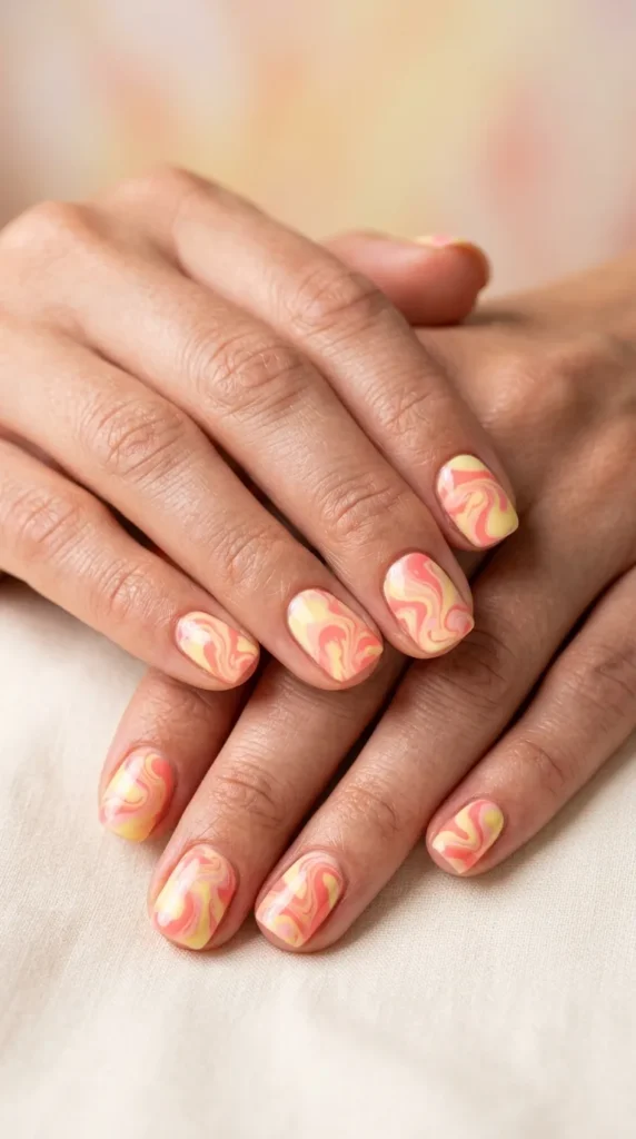 Pink Lemonade Swirl Nails