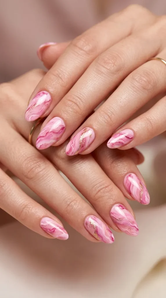 Pink Marble Nail Designs