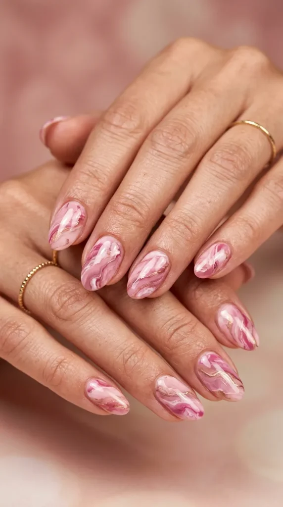 Pink marble nails
