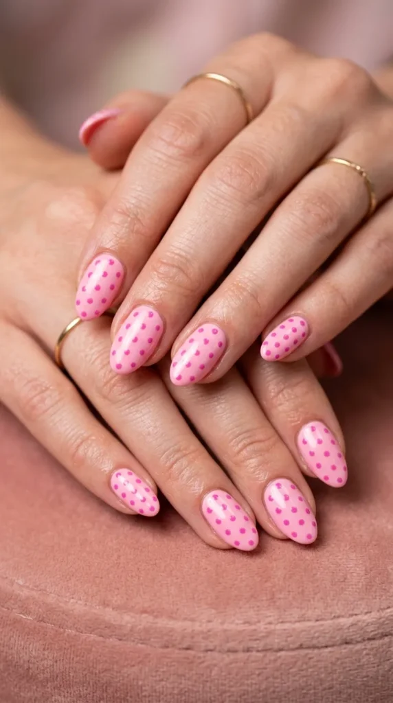 Pink Polka Dot Nails