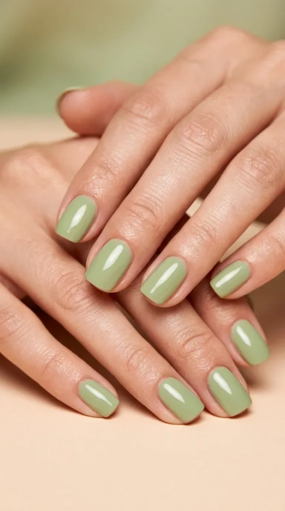 Pistachio Green Short Nails