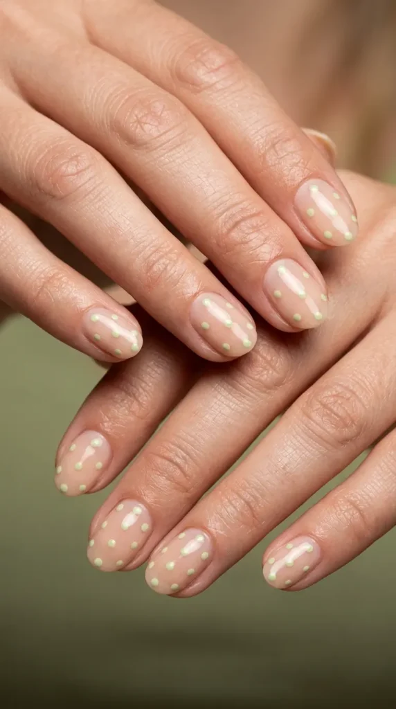 Pistachio Polka Dot Nails