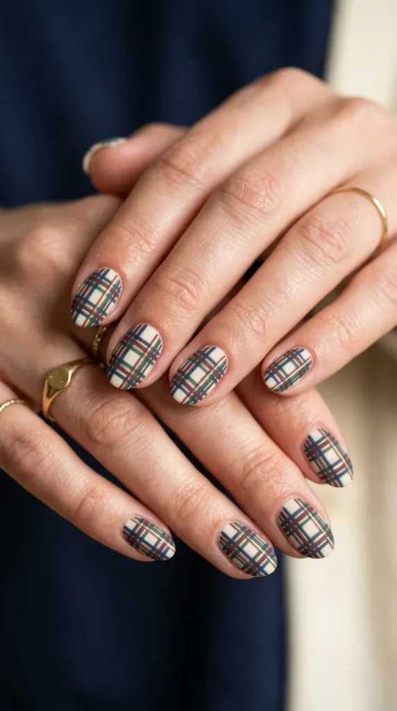 Plaid School Uniform Nails
