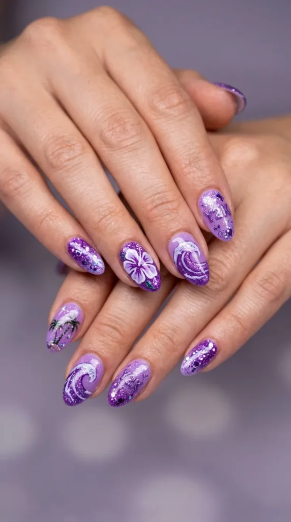 Purple Coconut Girl Nails