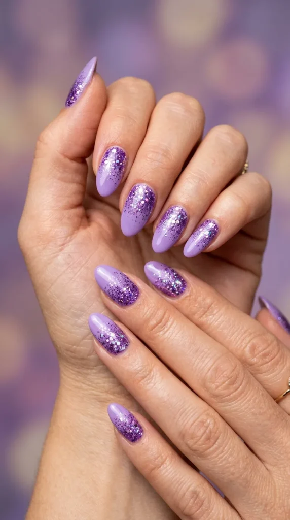 Purple Gradient Glitter Nails