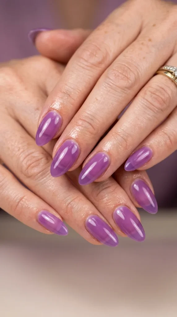 Purple Jelly Almond Nails