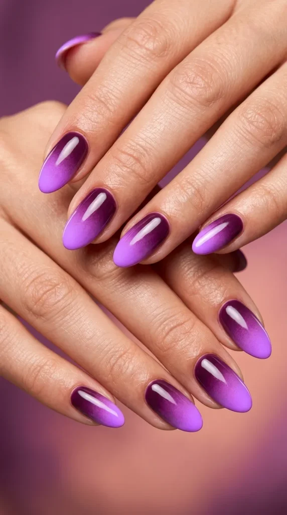 Purple Sunset Ombre Nails