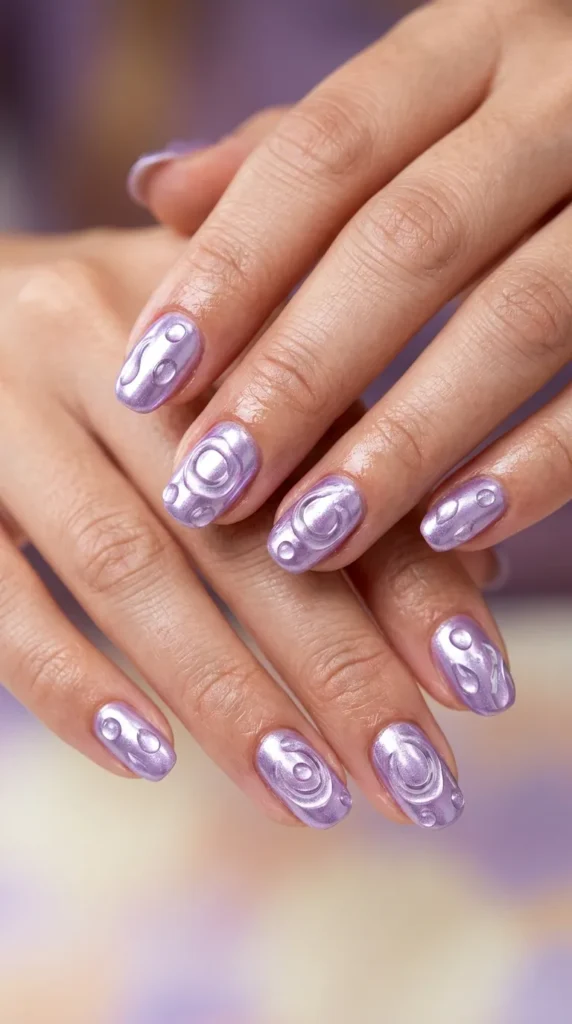 Purple Water Ripple Nails