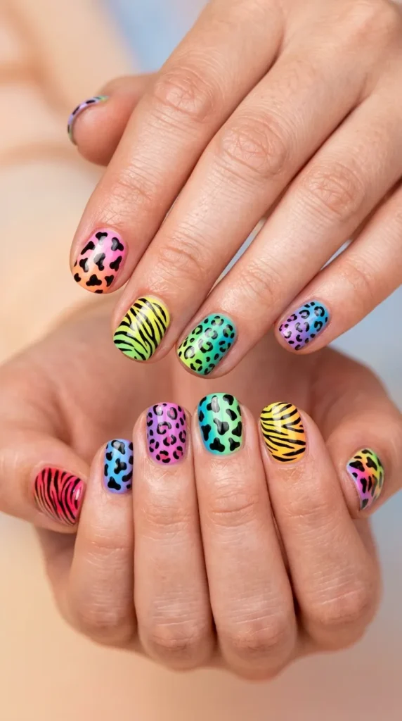 Rainbow Animal Mix Nails