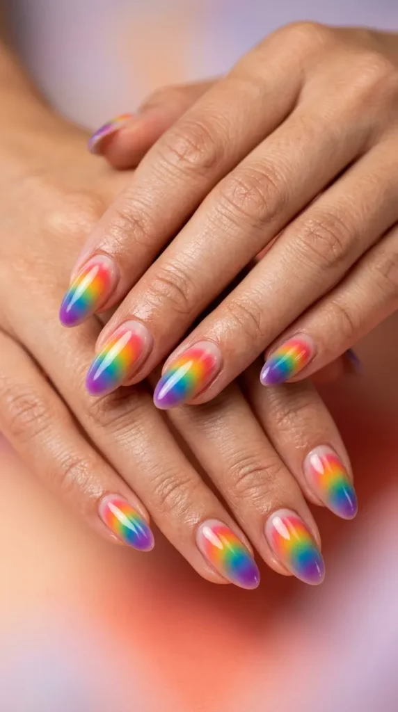 Rainbow Aura August Nails