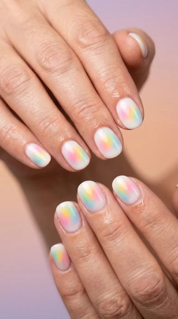 Rainbow Blooming Aura Nails