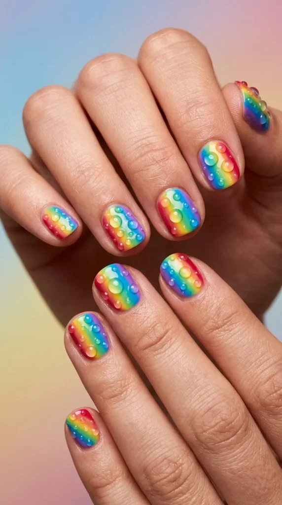 Rainbow Bubble Nail Art
