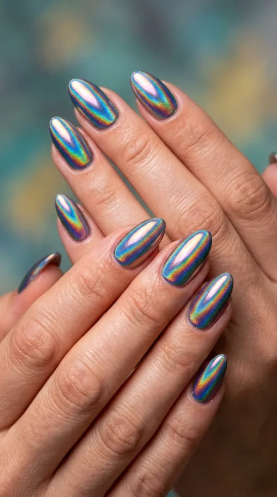Rainbow Chrome Mirror Nails