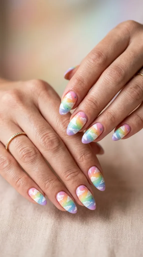 Rainbow Cloud Nails