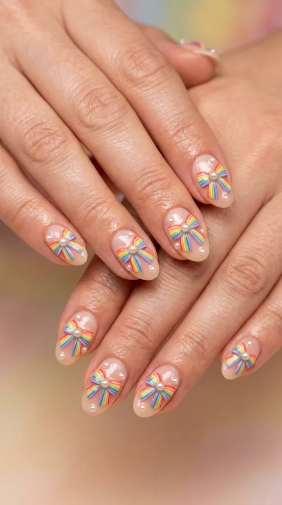 Rainbow Coquette Nails