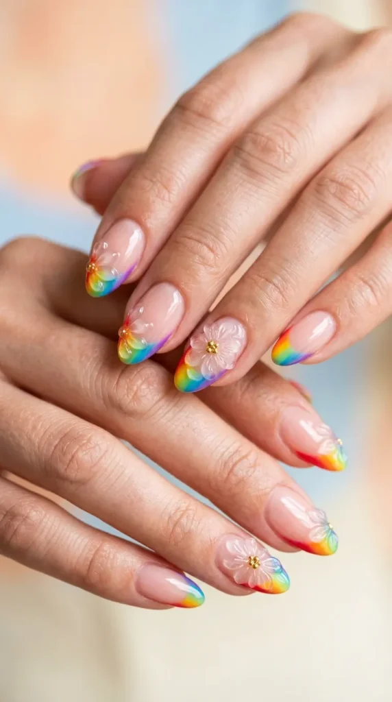 Rainbow French with 3D Flowers