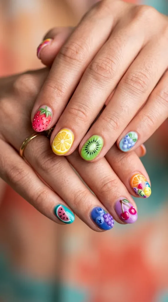 Rainbow Fruit Nails