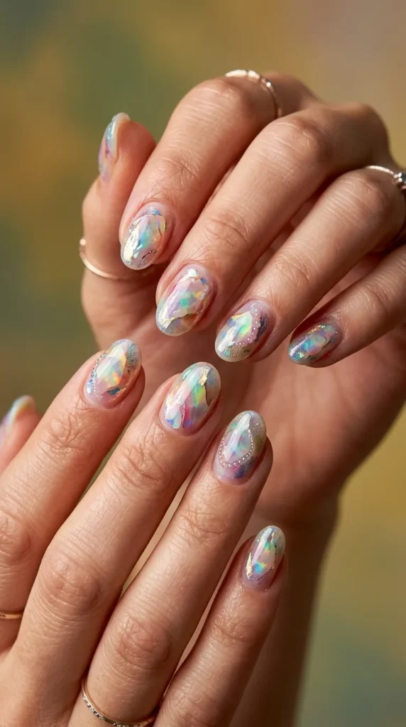 Rainbow Gemstone Nails
