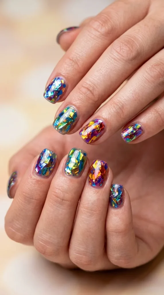 Rainbow Glass Effect Nails