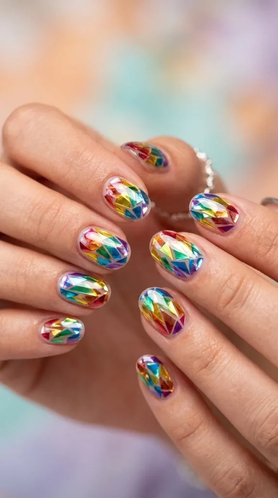 Rainbow Glass Nails