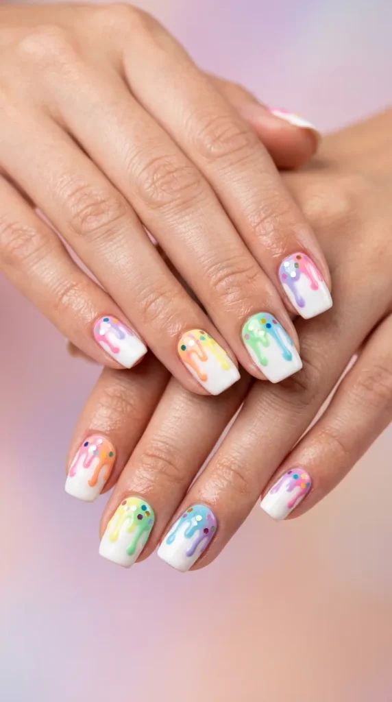 Rainbow Ice Cream Nails