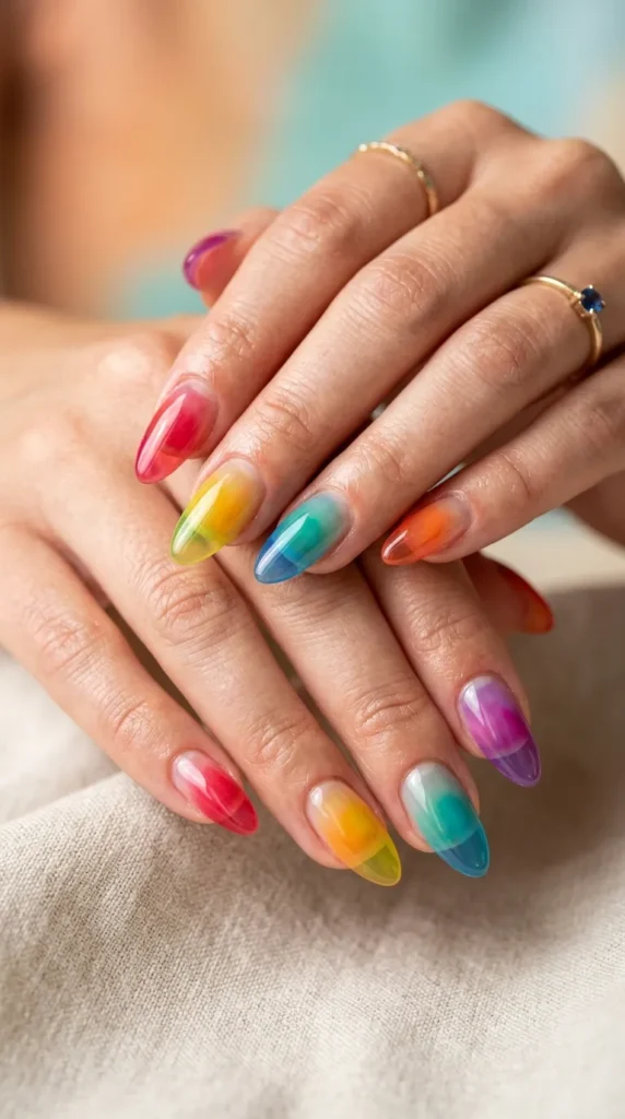 Rainbow Jelly Nails