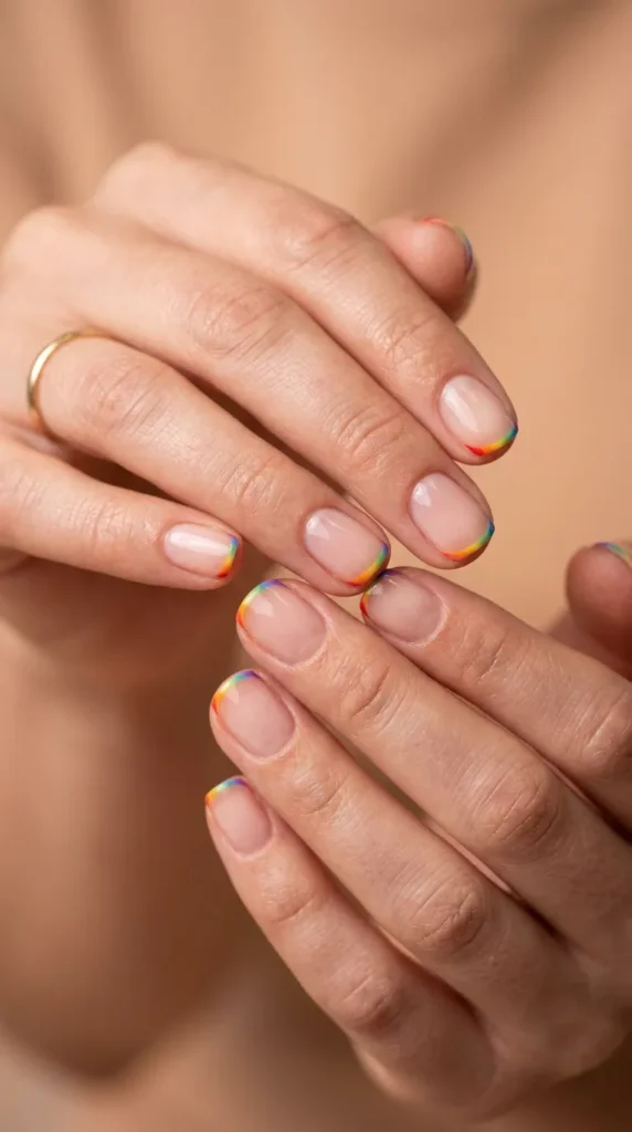 Rainbow Micro French Nails