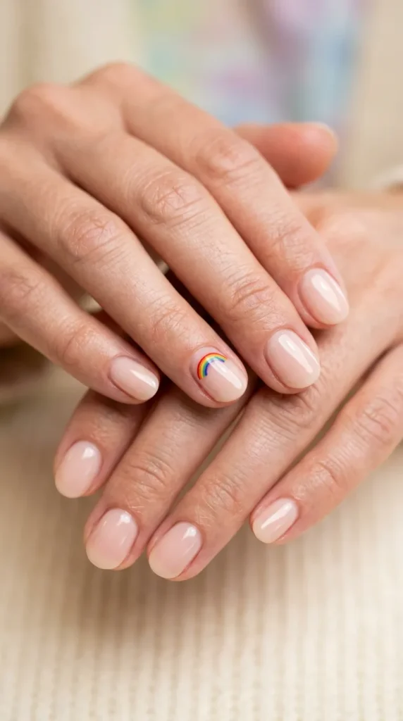 Rainbow Minimalist Accent Nails